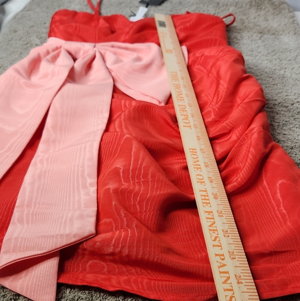 Women's Holiday Sweetheart Bow Mini Dress Future Collective Red XS - Picture 9 of 15